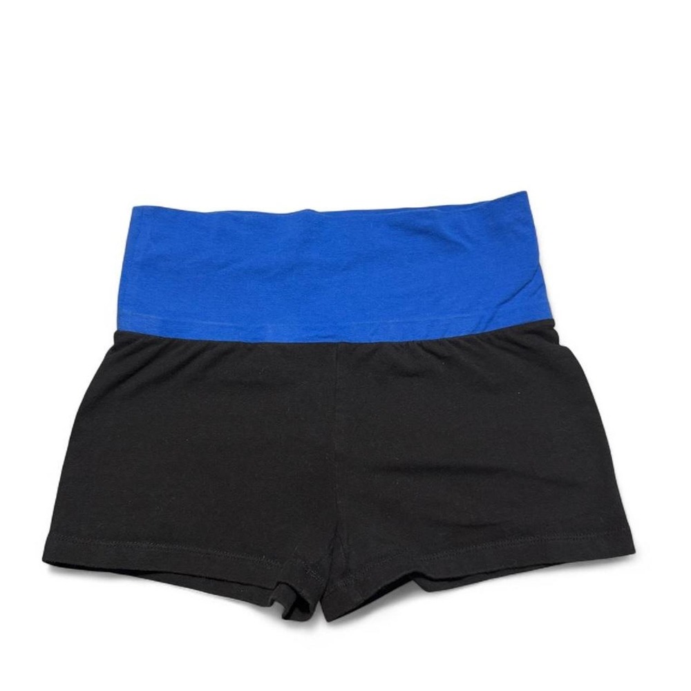 No Boundaries XS 1 Y2K Foldover Waist Shorts Black Blue Low Rise Cotton
